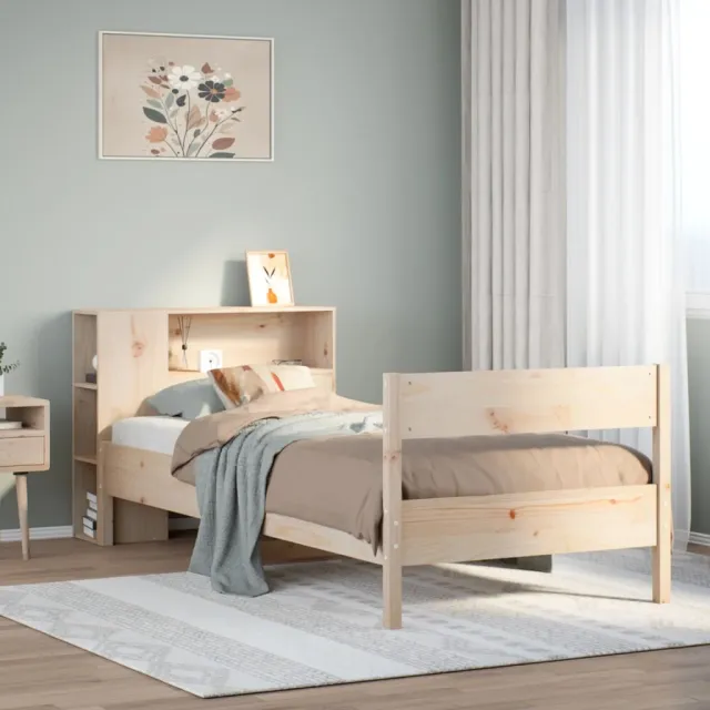 vidaXL Bed met boekenkast zonder matras massief grenenhout 75x190 cm bruin