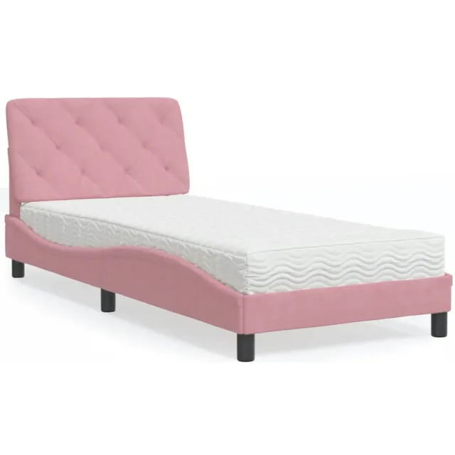 vidaXL Bed met matras fluweel roze 80x200 cm