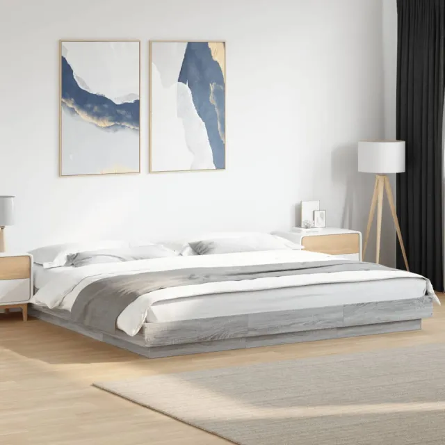 vidaXL Bedframe bewerkt hout grijs sonoma eikenkleurig 200x200 cm