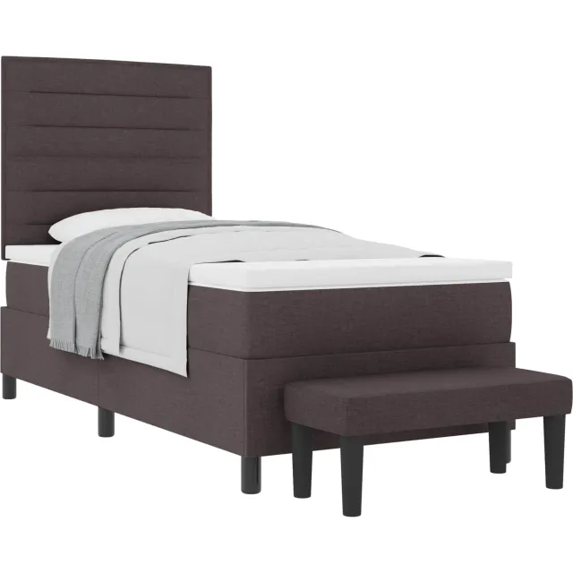 vidaXL Boxspringbed met hoofdeinde Donkerbruin 80 x 200 cm Stof