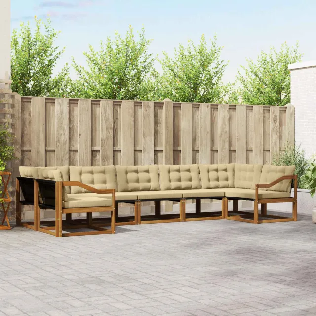 vidaXL Buiten bankenset 7 st 7-zits Natuurlijk en Beige