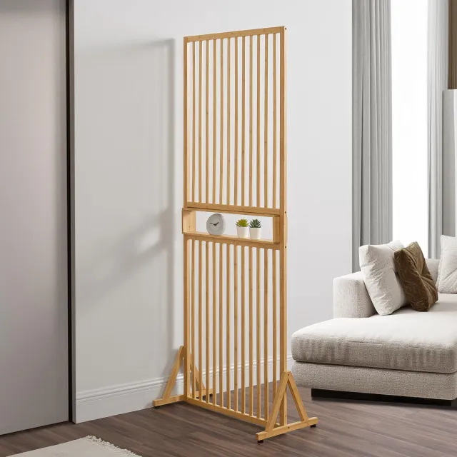 Famanu Kamerscherm Fron scheidingswand, vrijstaand van bamboe, 197 x 75,5 x 40 cm, natuurlijk ontwerp Naturel