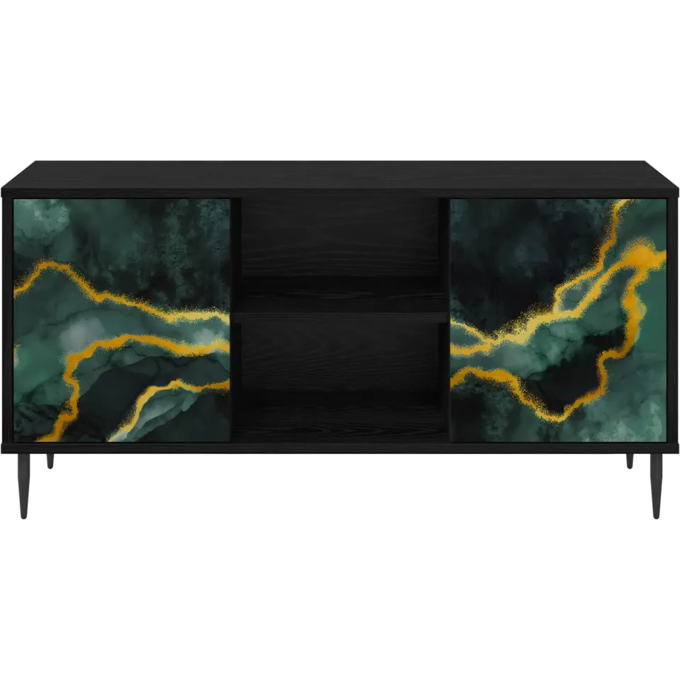 vidaXL Tv-meubel WIJHE 102 x 33 x 51 cm Zwart eiken Bewerkt hout, foto 4