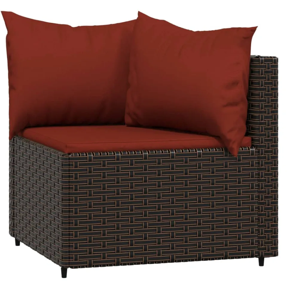 vidaXL 4-delige Loungeset met kussens poly rattan bruin, foto 4