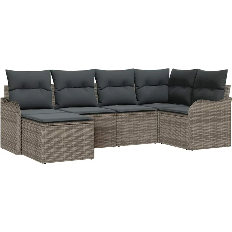 vidaXL Tuin Sofa Set 6 st Grijs poly rattan