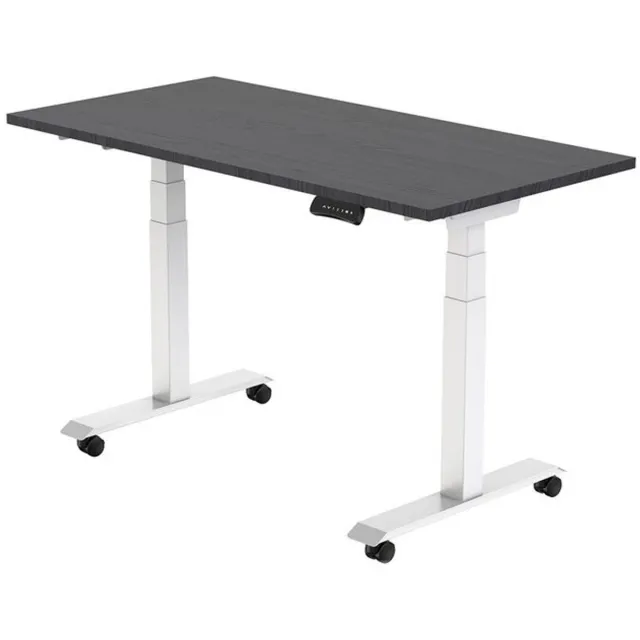 Euroseats Elektrisch Bureau - verstelbaar, opklapbaar en verrijdbaar - 180x80 cm - Wit frame - Shadow eik