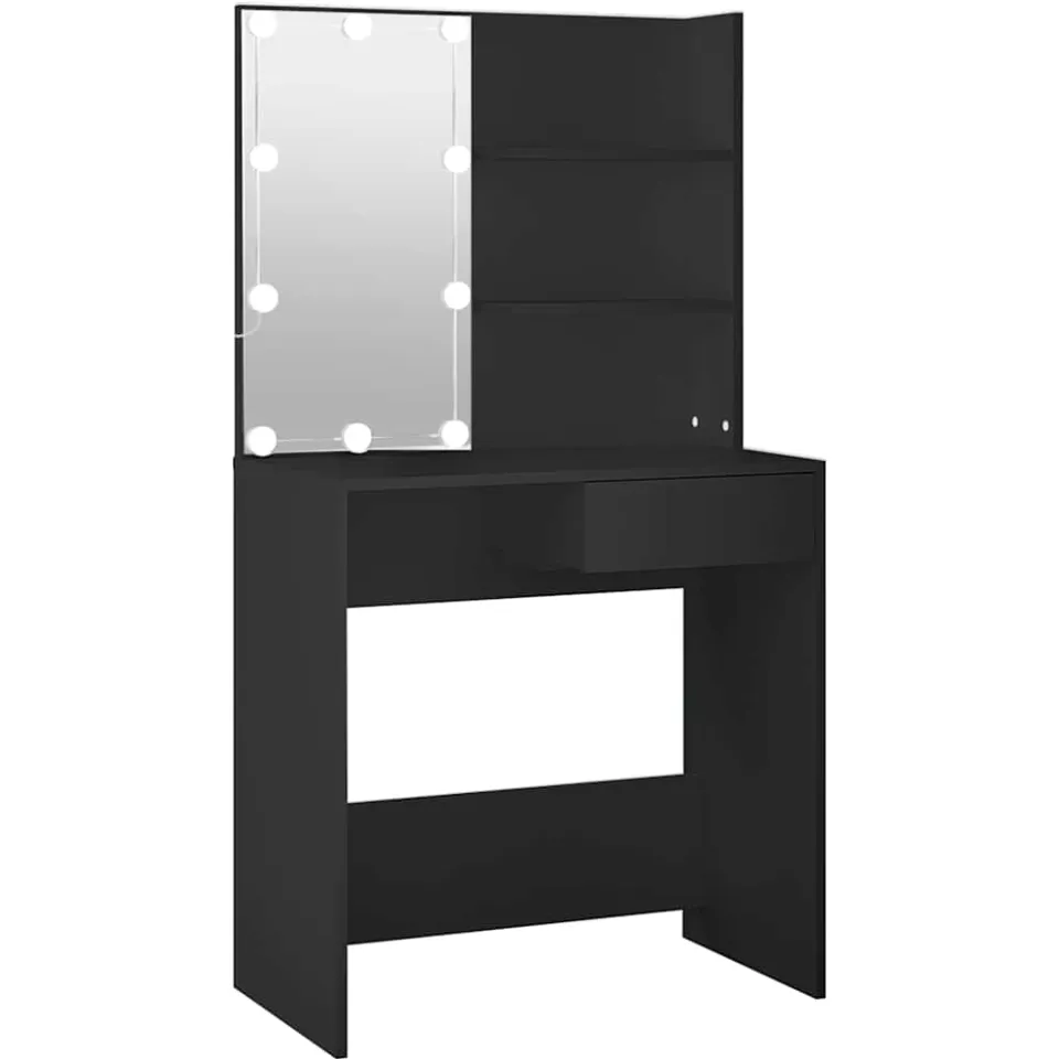 vidaXL Kaptafel met LED-verlichting 74,5x40x141 cm zwart