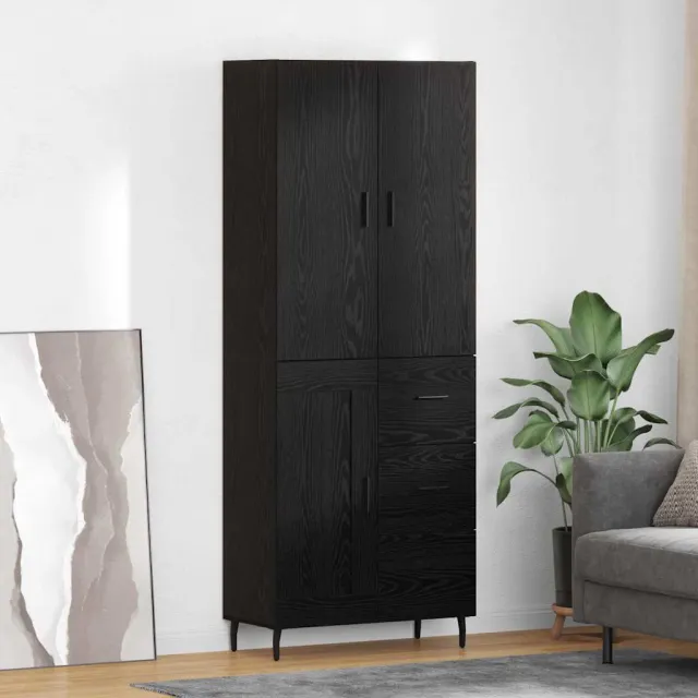 vidaXL Hoge kast 2 st Zwart eiken 69,5 x 34 x 180 cm Bewerkt hout
