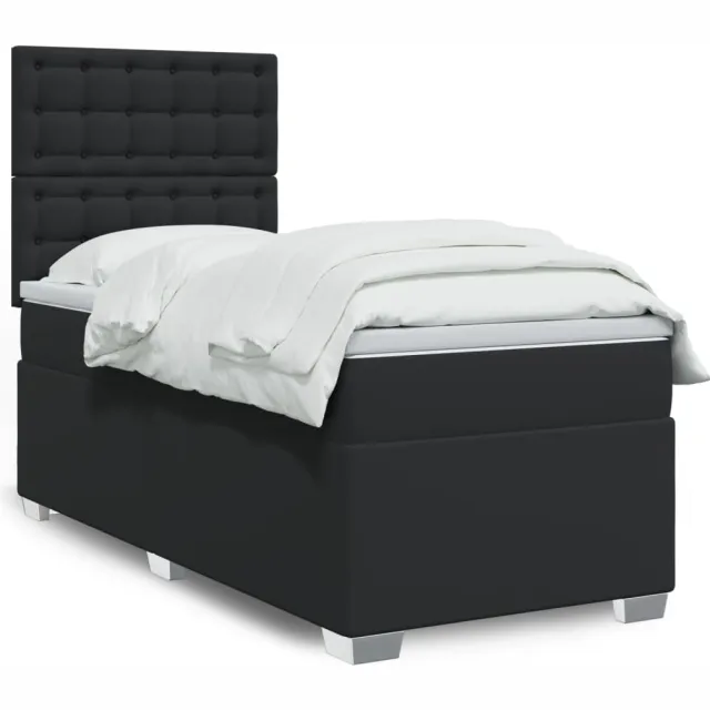 vidaXL Boxspring met matras kunstleer zwart 90x200 cm