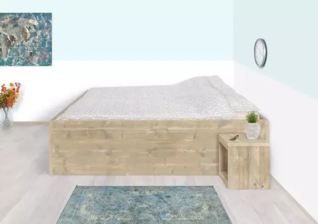 Bed Oline met dichte zijkanten steigerhout