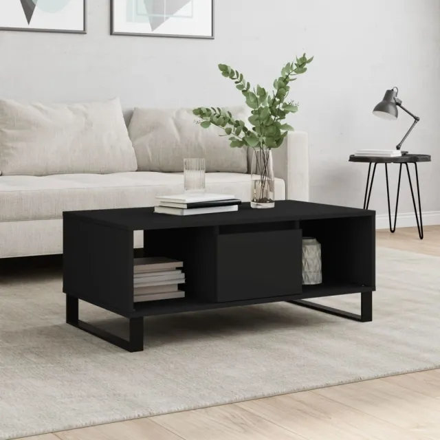 vidaXL Salontafel 90x50x36,5 cm bewerkt hout zwart, foto 2