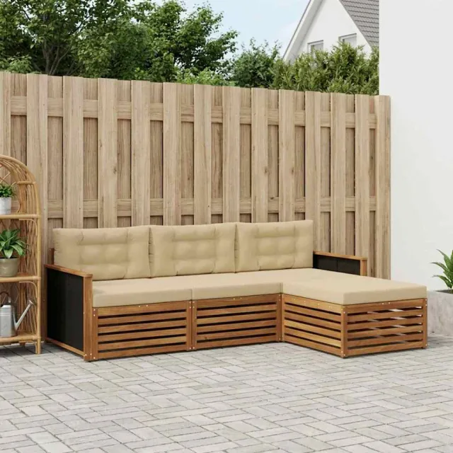 vidaXL Buiten bankenset 4 st 4-zits Natuurlijk en Beige