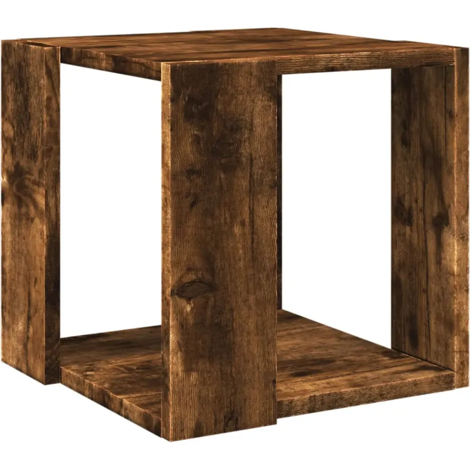 vidaXL Salontafel 32x32x30 cm bewerkt hout gerookt eikenkleurig, foto 3