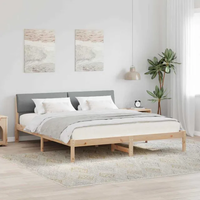 vidaXL Bedframe Bruin en lichtgrijs 200 x 200 cm Massief grenenhout