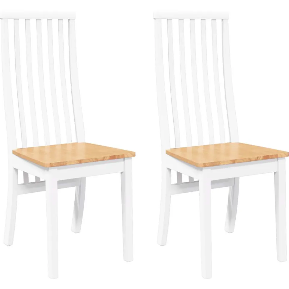 vidaXL Eetkamerstoelen 2 st massief hout rubber wit