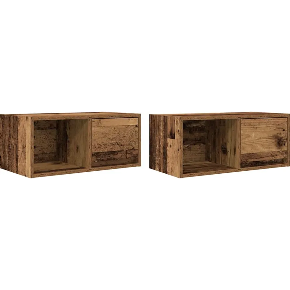 vidaXL Tv-meubels 2 st 60x31x25,5 cm bewerkt hout oud houtkleurig bruin