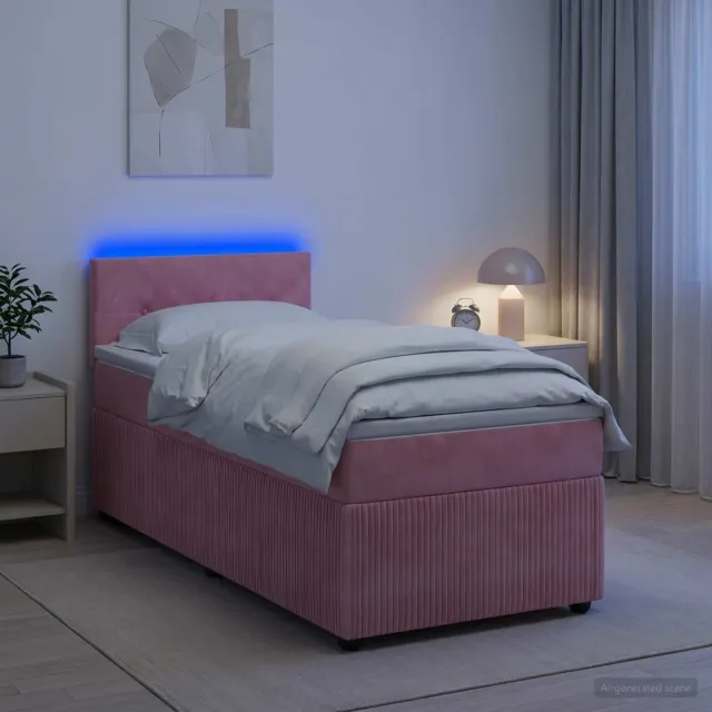 vidaXL Boxspringbed met matras met hoofdeinde Roze 90 x 190 cm Fluweel