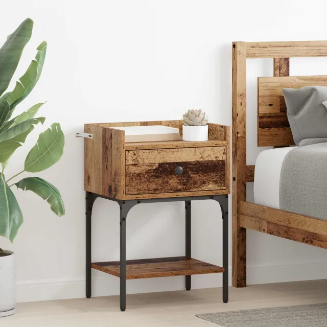 vidaXL Nachtkastje 2 st Oudhout 40 x 29 x 60 cm Bewerkt hout bruin, foto 2