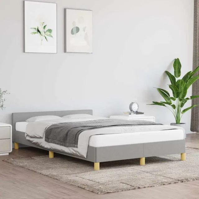 vidaXL Bedframe zonder matras 120x200 cm stof lichtgrijs grijs
