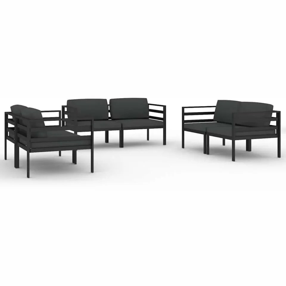 vidaXL 6-delige Loungeset met kussens aluminium antracietkleurig Anthraciet