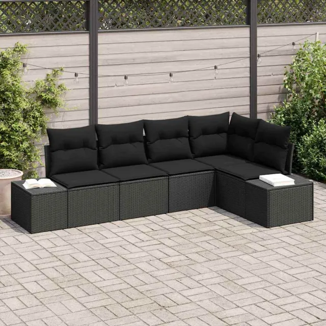 vidaXL Tuin Sofa Set 5 st Zwart poly rattan, foto 2