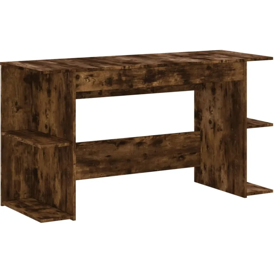 vidaXL Bureau 140x50x75 cm bewerkt hout gerookt eikenkleurig, foto 3