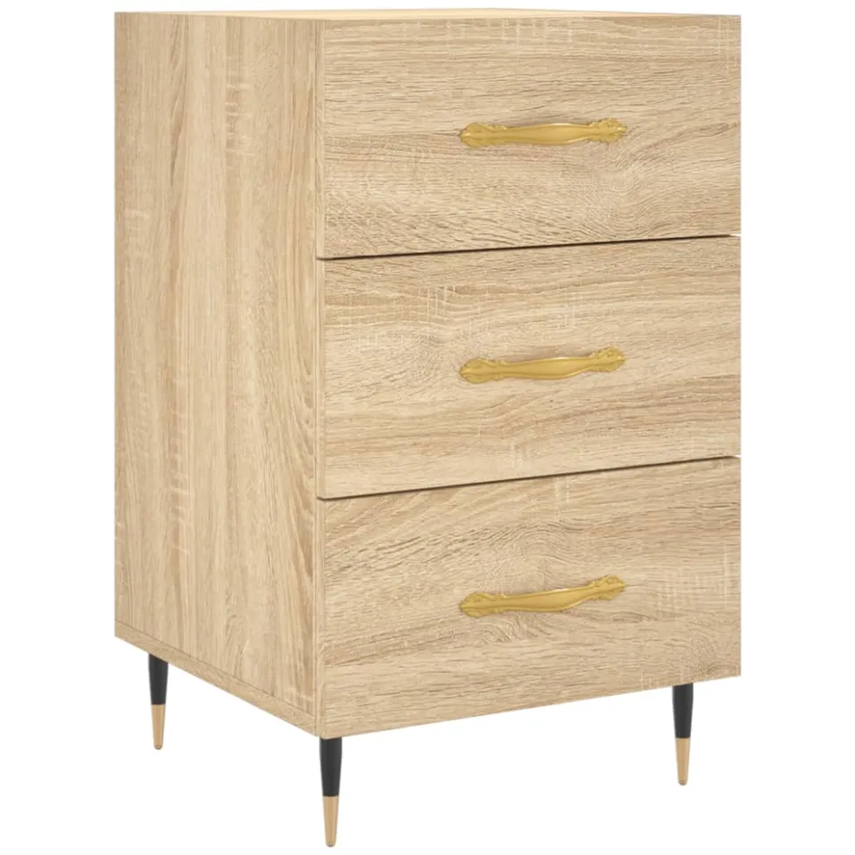 vidaXL Nachtkastje 40x40x66 cm bewerkt hout sonoma eikenkleurig, foto 3