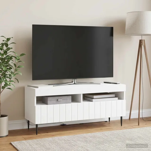 vidaXL LED tv-meubel ZWOLLE 100 x 35 x 43 cm Wit Bewerkt hout, foto 2