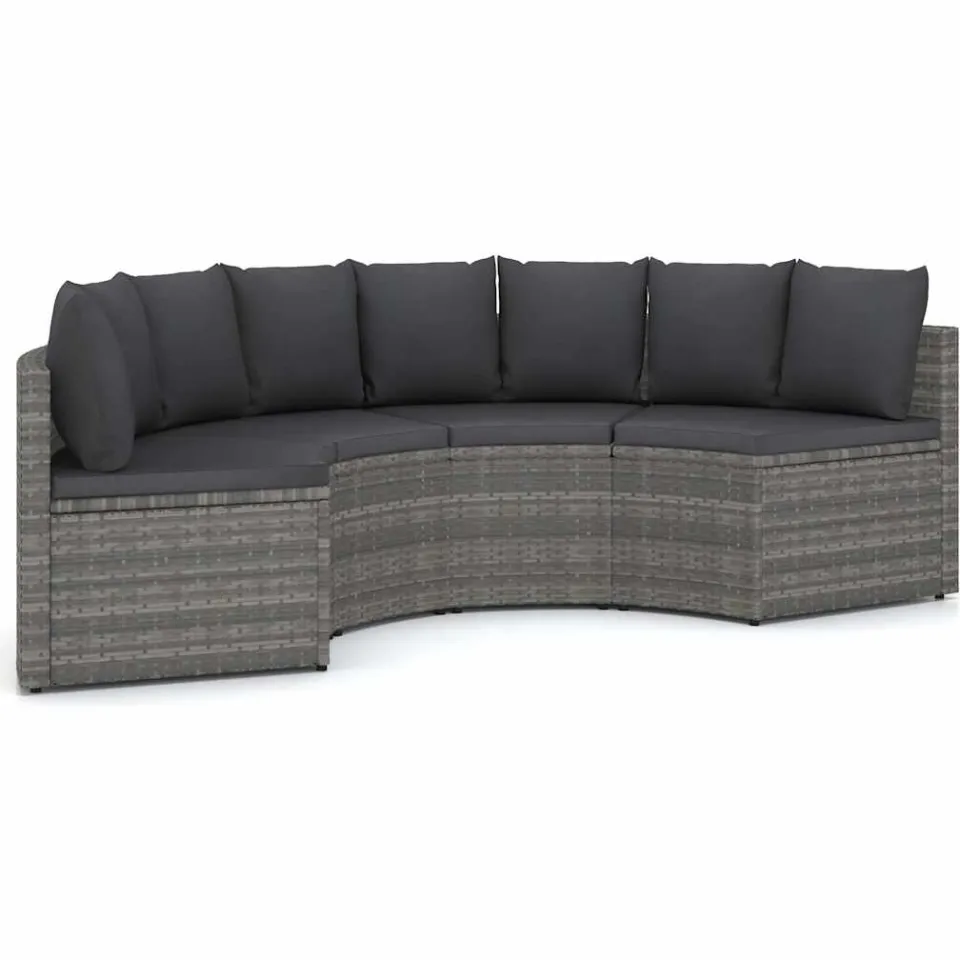 vidaXL 4-delige Loungeset met kussens poly rattan grijs, foto 3