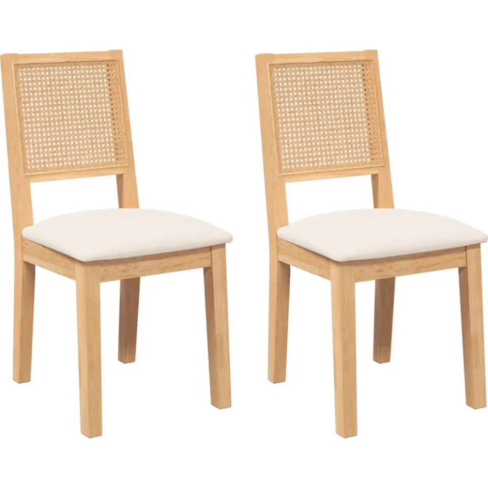 vidaXL Eetkamerstoelen met kussens 2 st massief hout rubber Bruin
