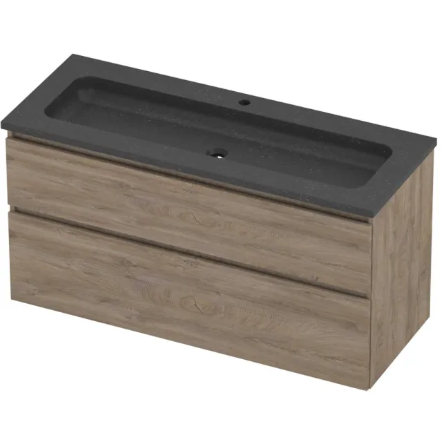 Proline Rollo Badmeubelset Hardsteen Elegant 1 Kraangat 120x46x62 cm Blue Stone Raw Oak Eiken