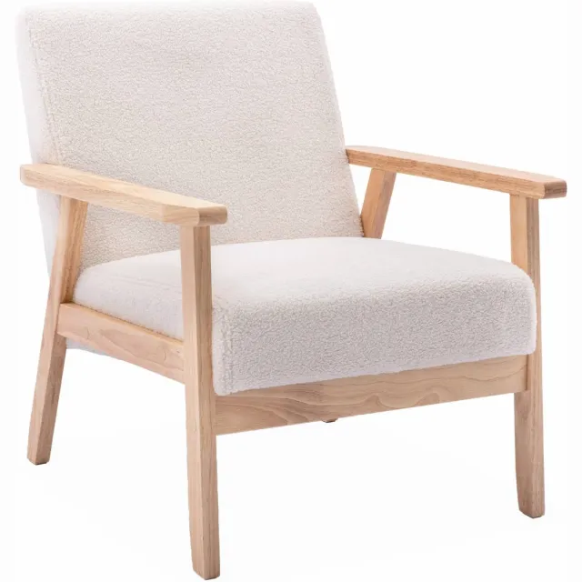 sweeek Fauteuil van hout met bouclé zitting - isak Crème