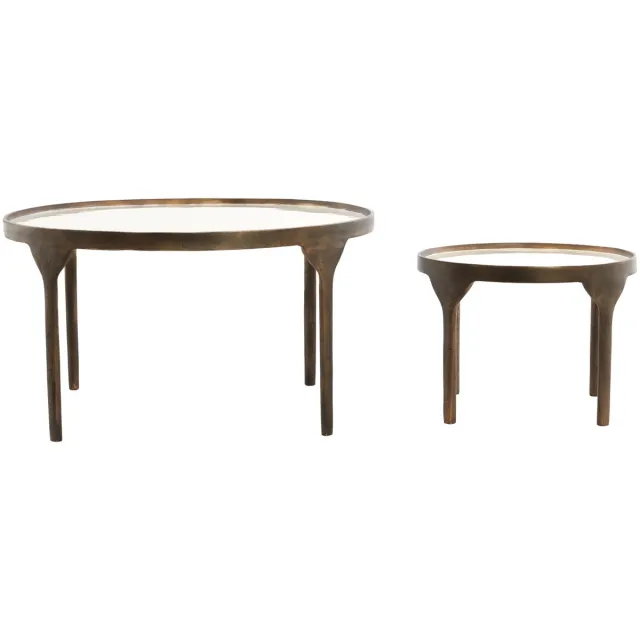 Light & Living Salontafel ELI - Ø85x42 cm - Wit - Set van 2