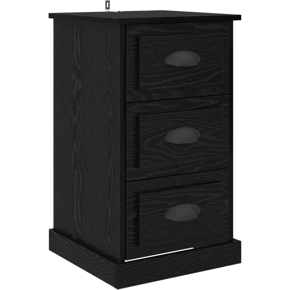 vidaXL Nachtkastje Zwart Eiken 39 x 39 x 67,5 cm Bewerkt hout, foto 3