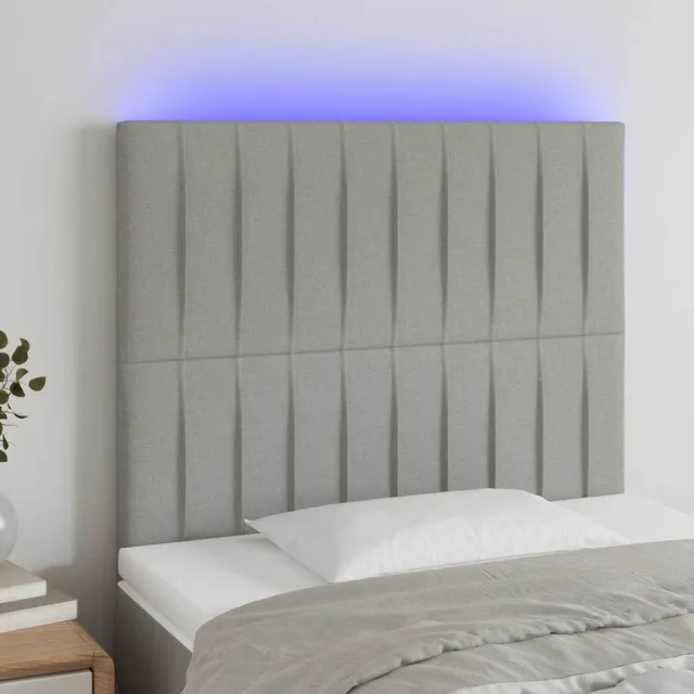 vidaXL Hoofdbord LED 100x5x118/128 cm stof lichtgrijs grijs