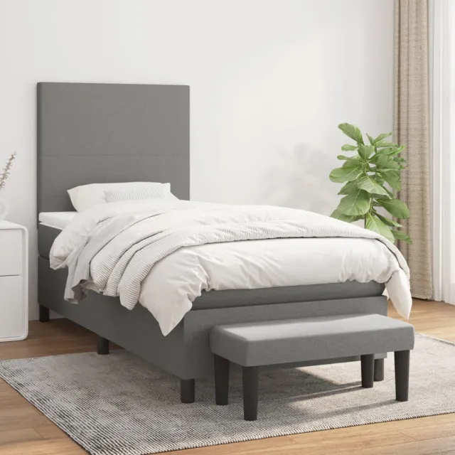 vidaXL Boxspring met matras stof donkergrijs 90x190 cm grijs