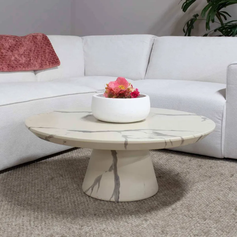 Giga Meubel Salontafel Flen Rond - Marmerlook - 90x90x35cm, foto 2