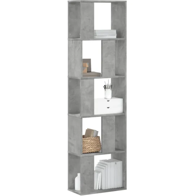 vidaXL Boekenkast 5-laags 45x23,5x162,5 cm bewerkt hout betongrijs