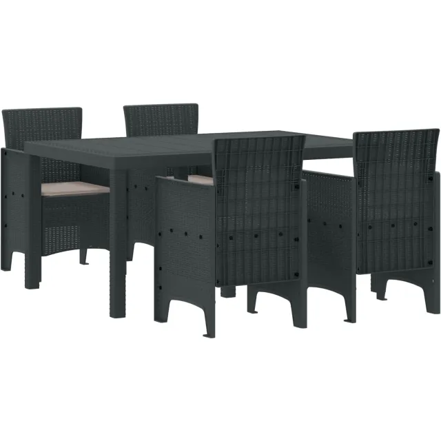 vidaXL Tuin Eetset 5 st Antraciet Polt riet Anthraciet
