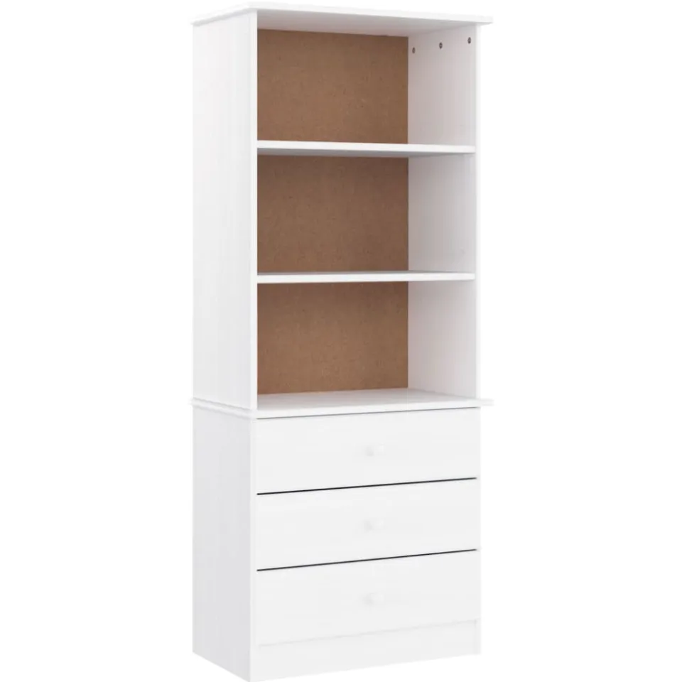 vidaXL Boekenkast met lades ALTA 60x35x142 cm massief grenenhout wit, foto 3