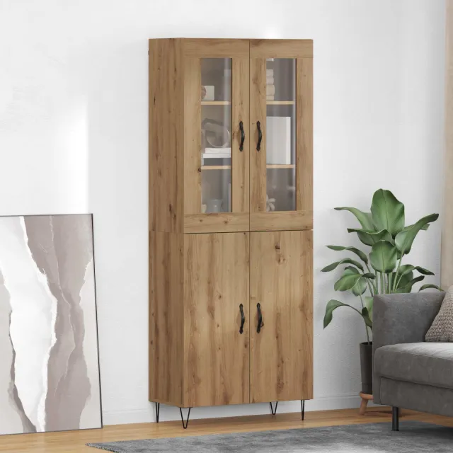 vidaXL Hoge kast Artisan Eiken 69,5 x 34 x 90 cm Bewerkt hout, foto 2