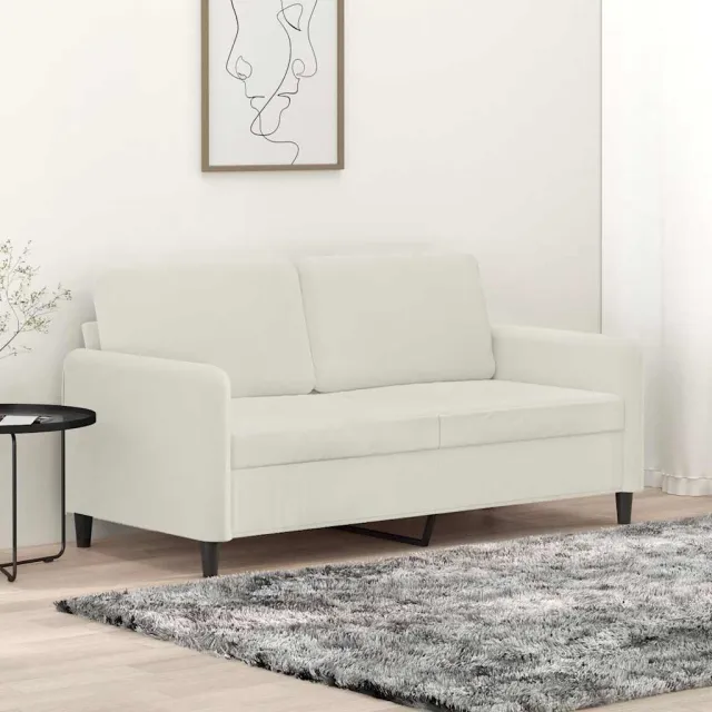 vidaXL Tweezitsbank 140 cm fluweel crèmekleurig