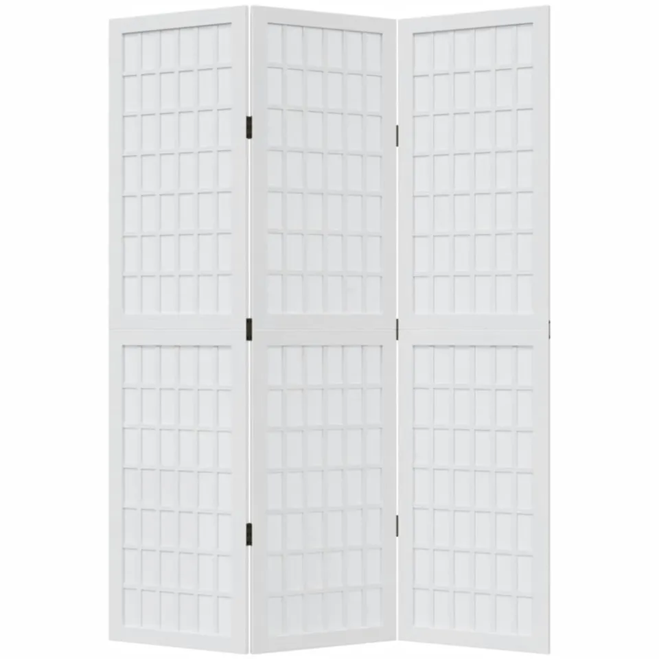 vidaXL Kamerscherm met 3 panelen massief paulowniahout wit, foto 5