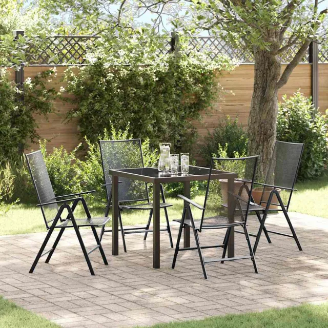 vidaXL Tuin eettafelset 5 st Antraciet Gepoedercoat staal Anthraciet