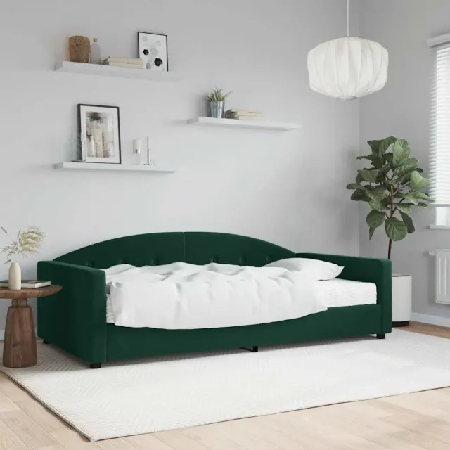vidaXL Slaapbank met matras 100x200 cm fluweel donkergroen groen