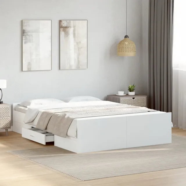 vidaXL Bedframe met lades bewerkt hout wit 120x200 cm