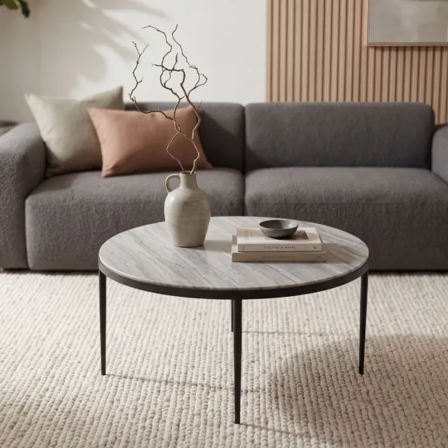 Wohnling Salontafel marmer wit 70 cm rond - WL7.461 Zie omschrijving