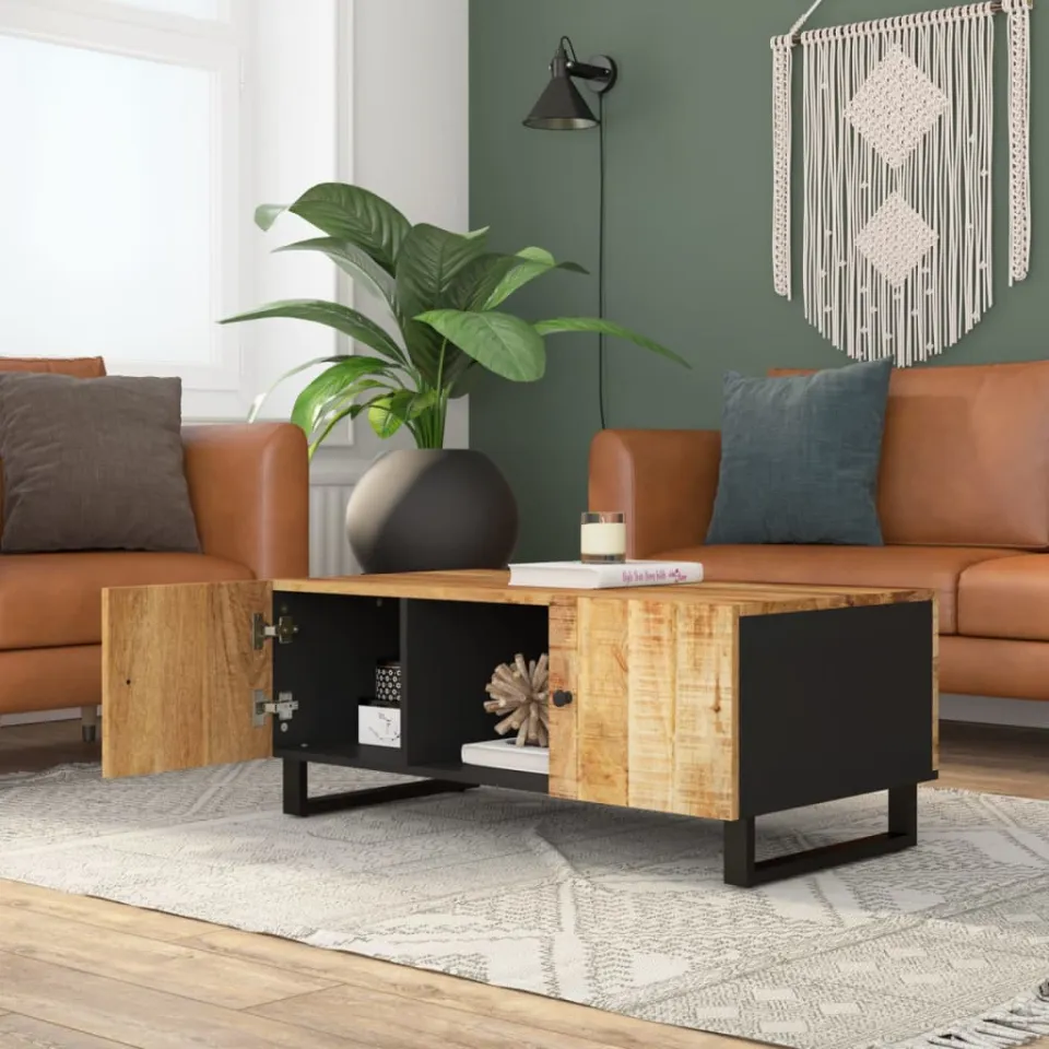 vidaXL Salontafel 100x54x40 cm massief mangohout en bewerkt hout bruin, foto 3