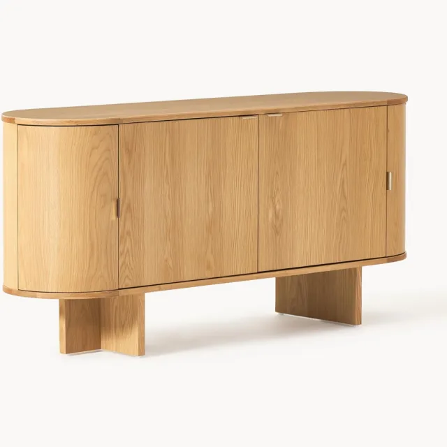 Westwing Collection Houten dressoir Zumi met afgeronde hoeken Beige