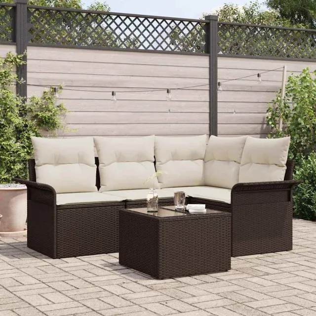 vidaXL Tuin Sofa Set 5 st Bruin poly rattan, foto 2